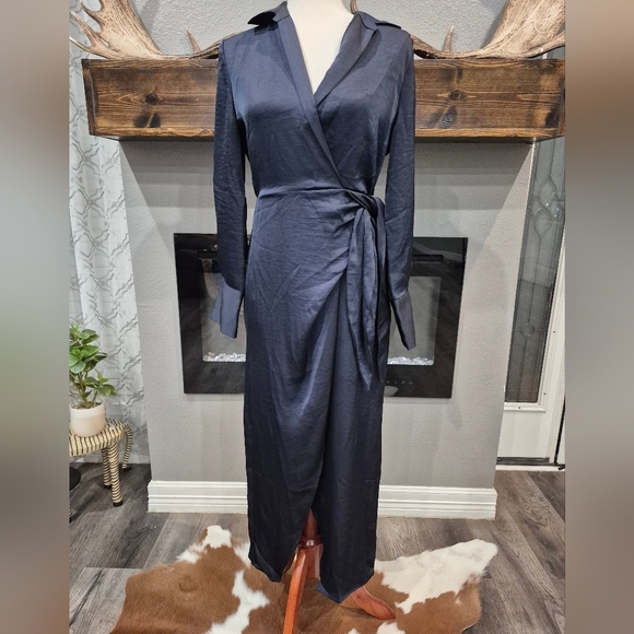 House Of Harlow 1960 Dress Size XSP, Elegant Navy Wrap Dress, NWT - Picture 1 of 6